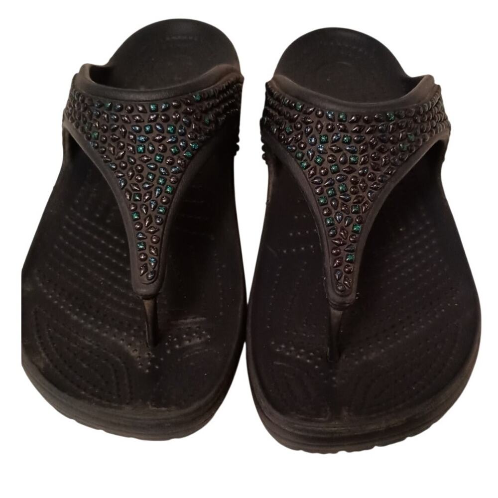 Crocs Sloane Diamante Blue Embellished Sandals  Size W9